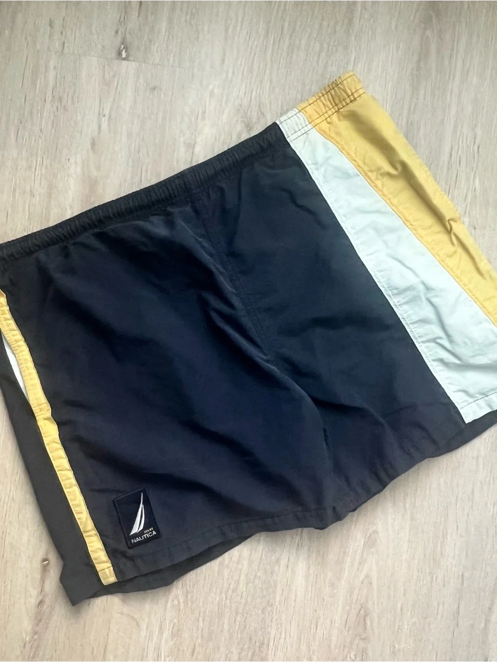Nautica Surf Wear Mens M Blue Yellow Colorblock Board Shorts Swim Trunks Mesh 5'